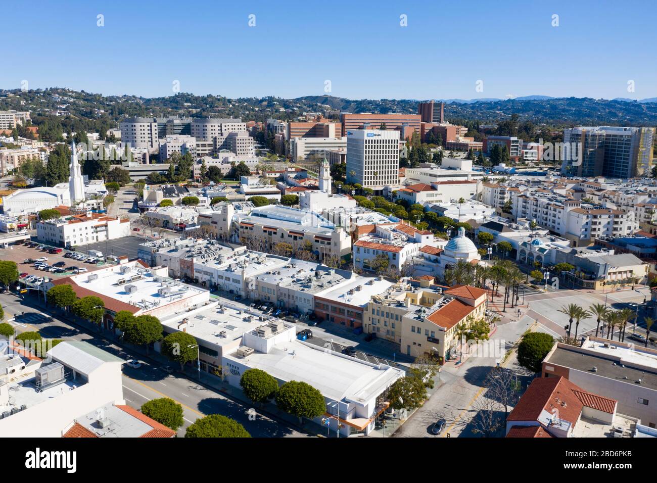 Aerial views of Westwood Village, Los Angeles, California Stock Photo