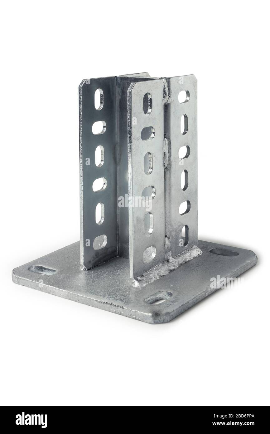Welded galvanized metal rack for attaching the supporting structures to the ceiling and floor Stock Photo
