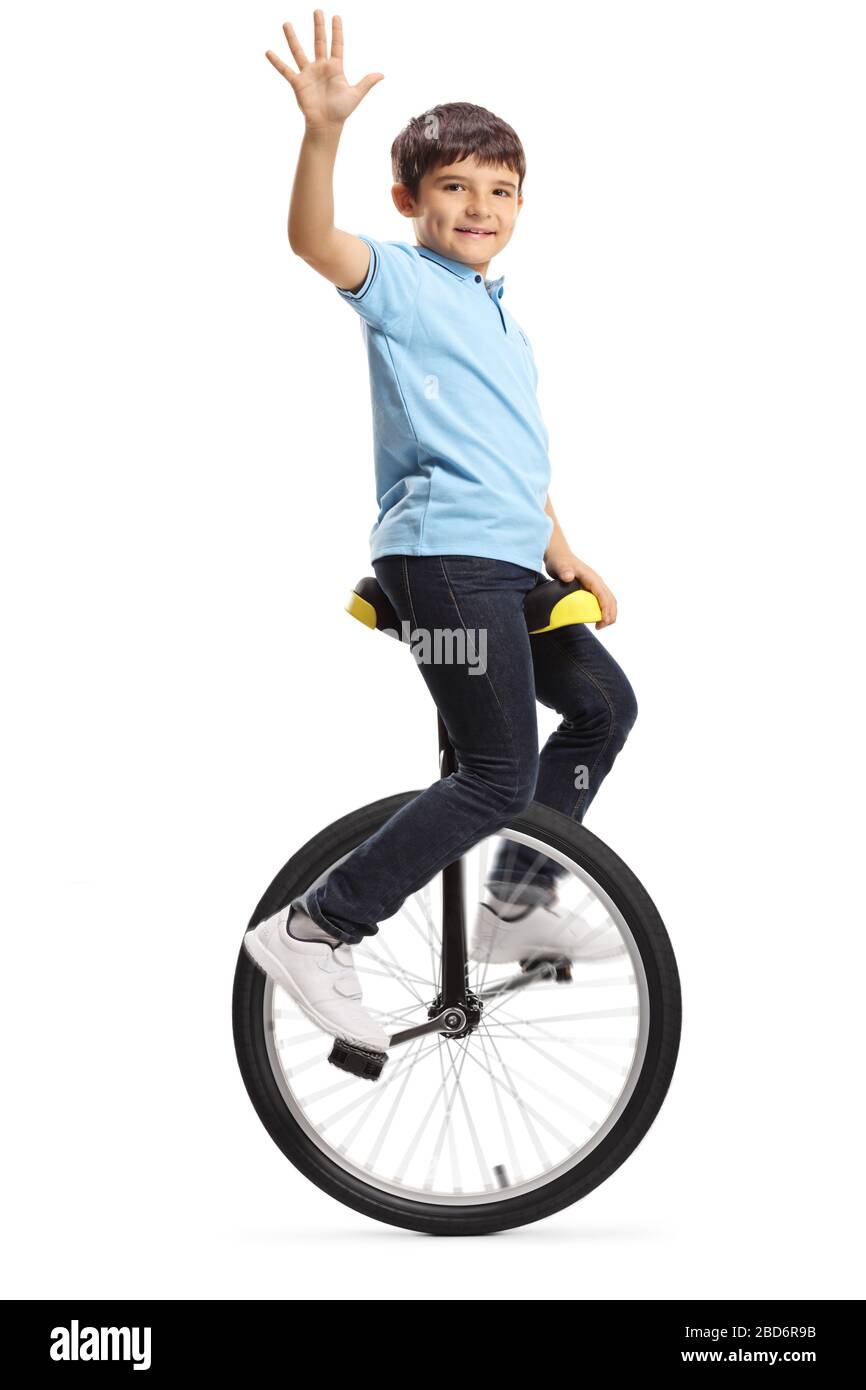 Boy on unicycle Cut Out Stock Images & Pictures Alamy