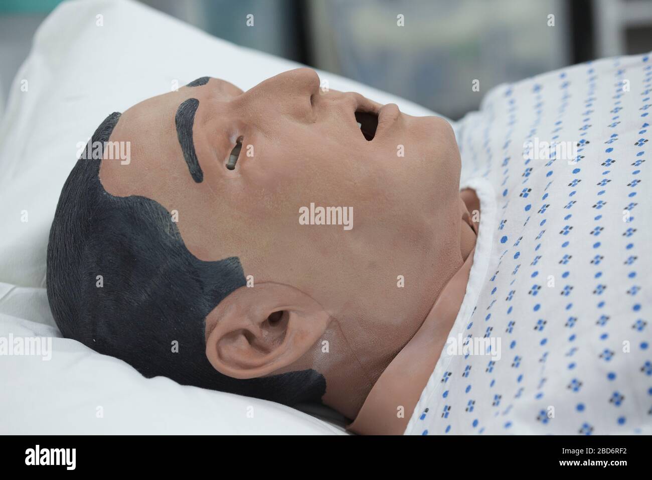 Dummy patient with testing equipment at a clinical skills training