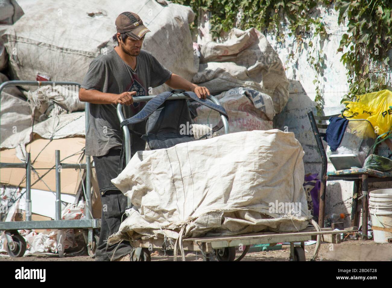 Rosario, Argentina - Julio 25, 2019: Homeless people living in the streets Stock Photo