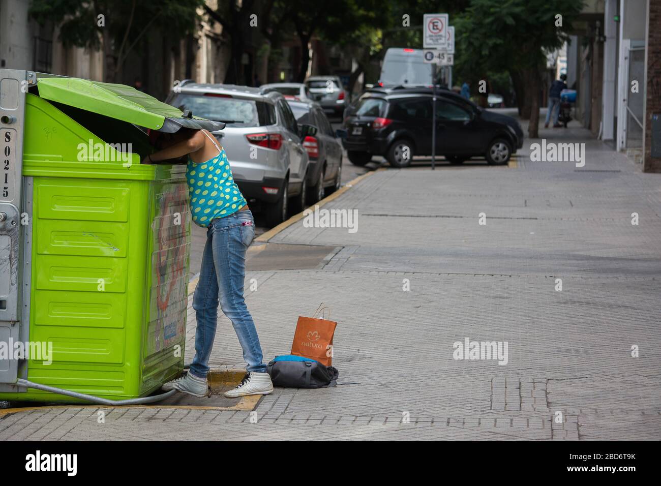 Rosario, Argentina - Julio 25, 2019: Homeless people living in the streets Stock Photo