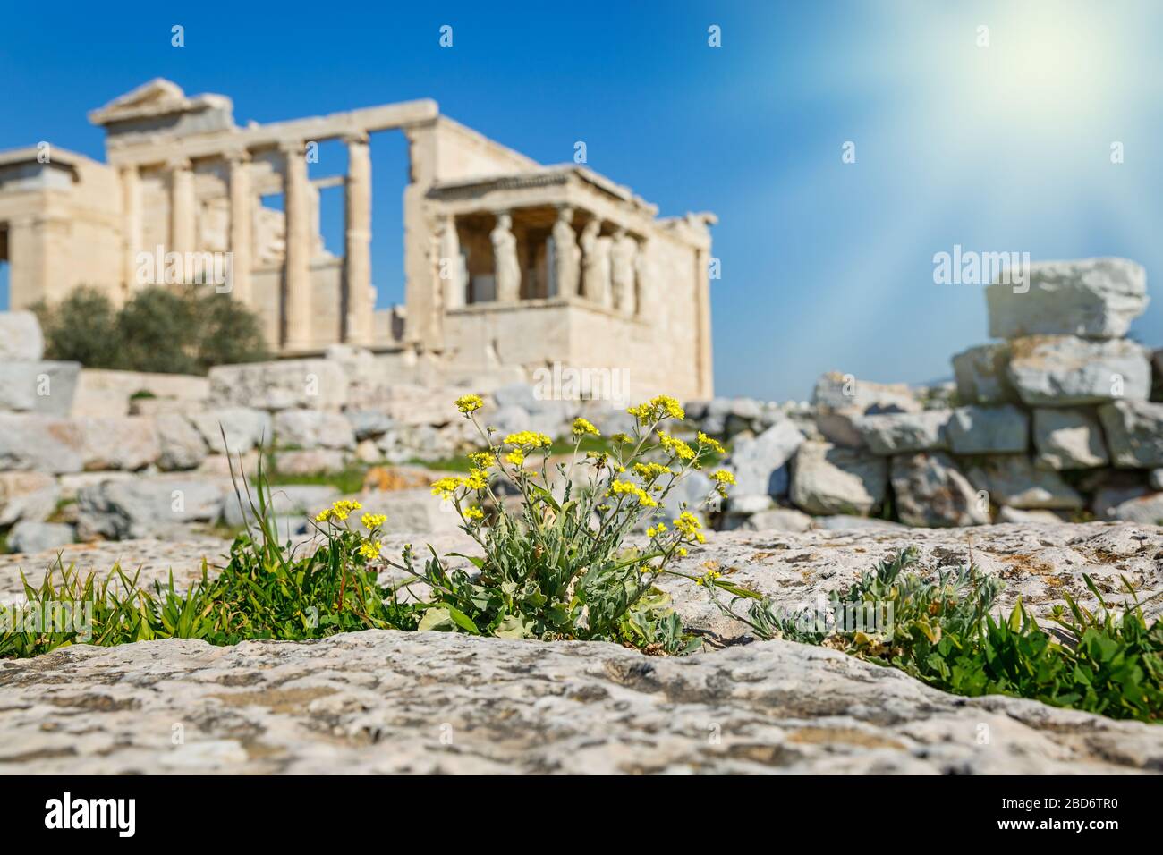 Ancient Greek ruins, columns, building. Acropolis, Athens, Greece. Stock Photo