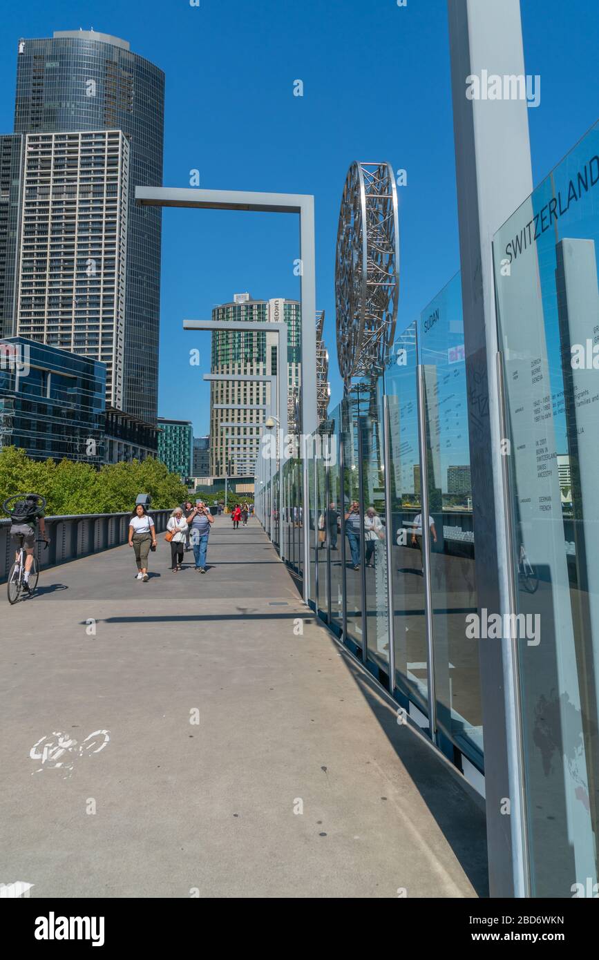 Melbourne Australia - March 10 2019; People on Sandridge pedestrian ...
