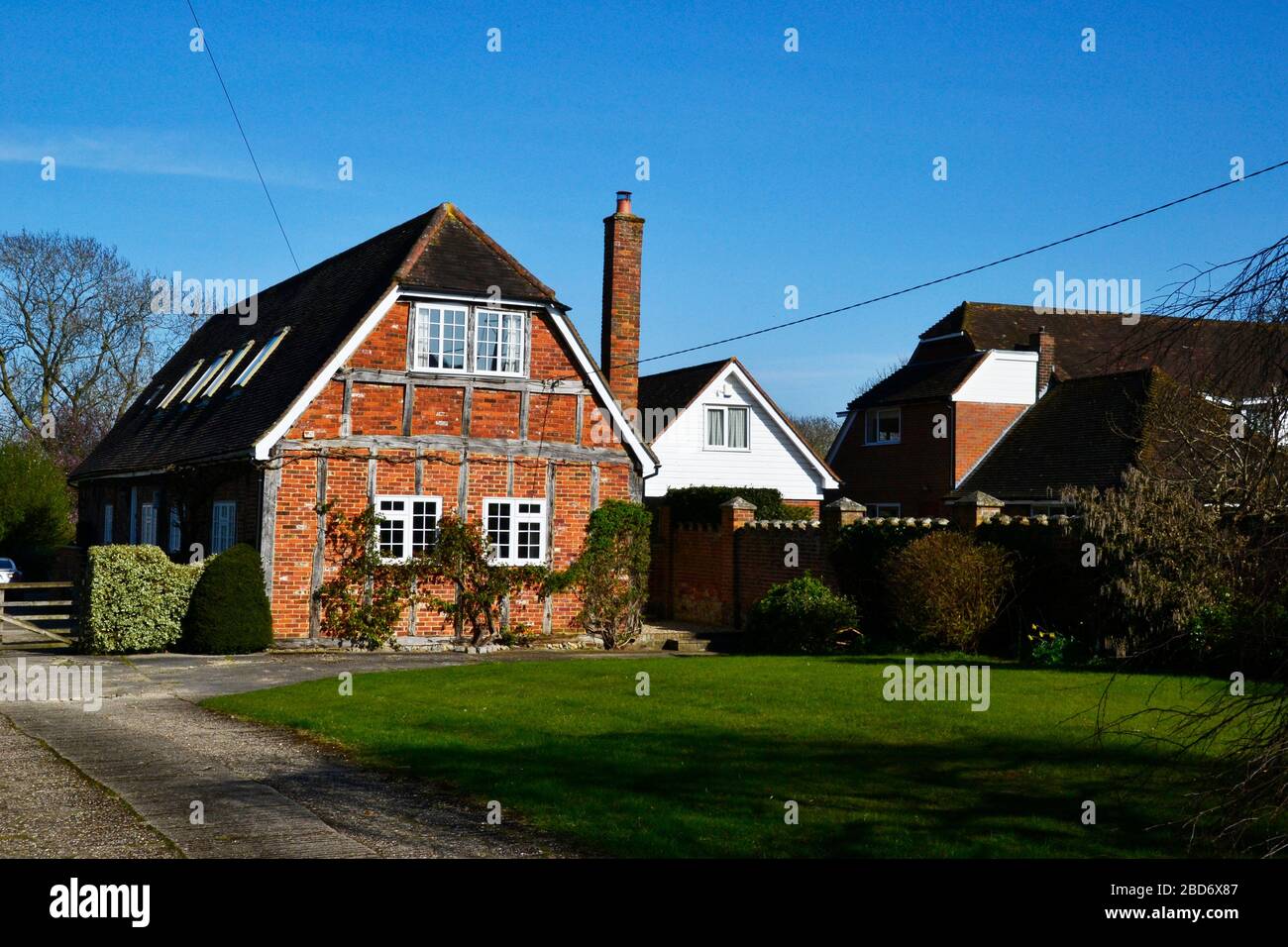 Old timbered house with beams in Bledlow, Buckinghamshire, UK Stock Photo