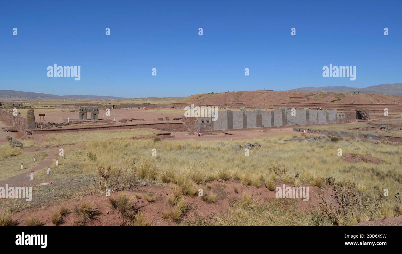 View of Tiwanaku archaeological site. Bolivia Stock Photo