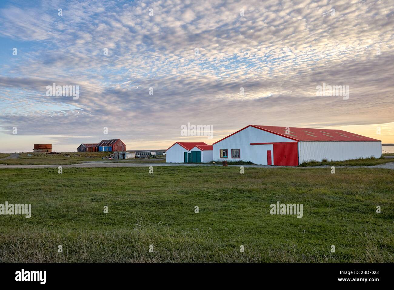 Goose Green village in East Falkland; Falkland Islands; Falklands; Stock Photo