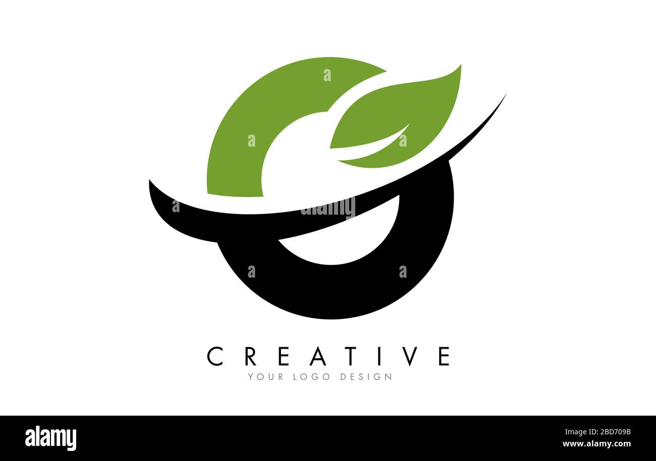 Letter O with Leaf and Creative Swoosh Logo Design. Eco Letter Vector ...