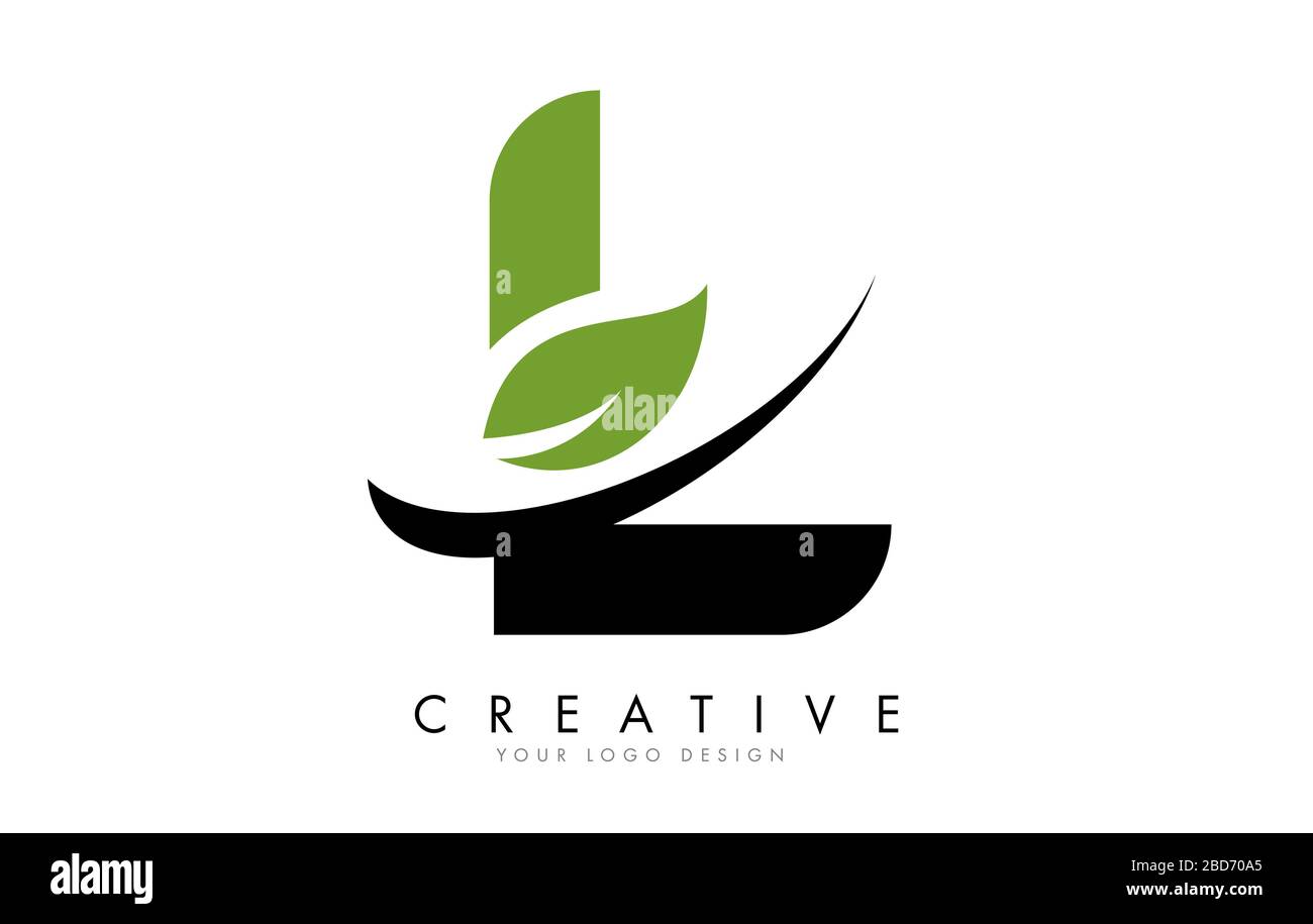 Letter L with Leaf and Creative Swoosh Logo Design. Eco Letter Vector ...