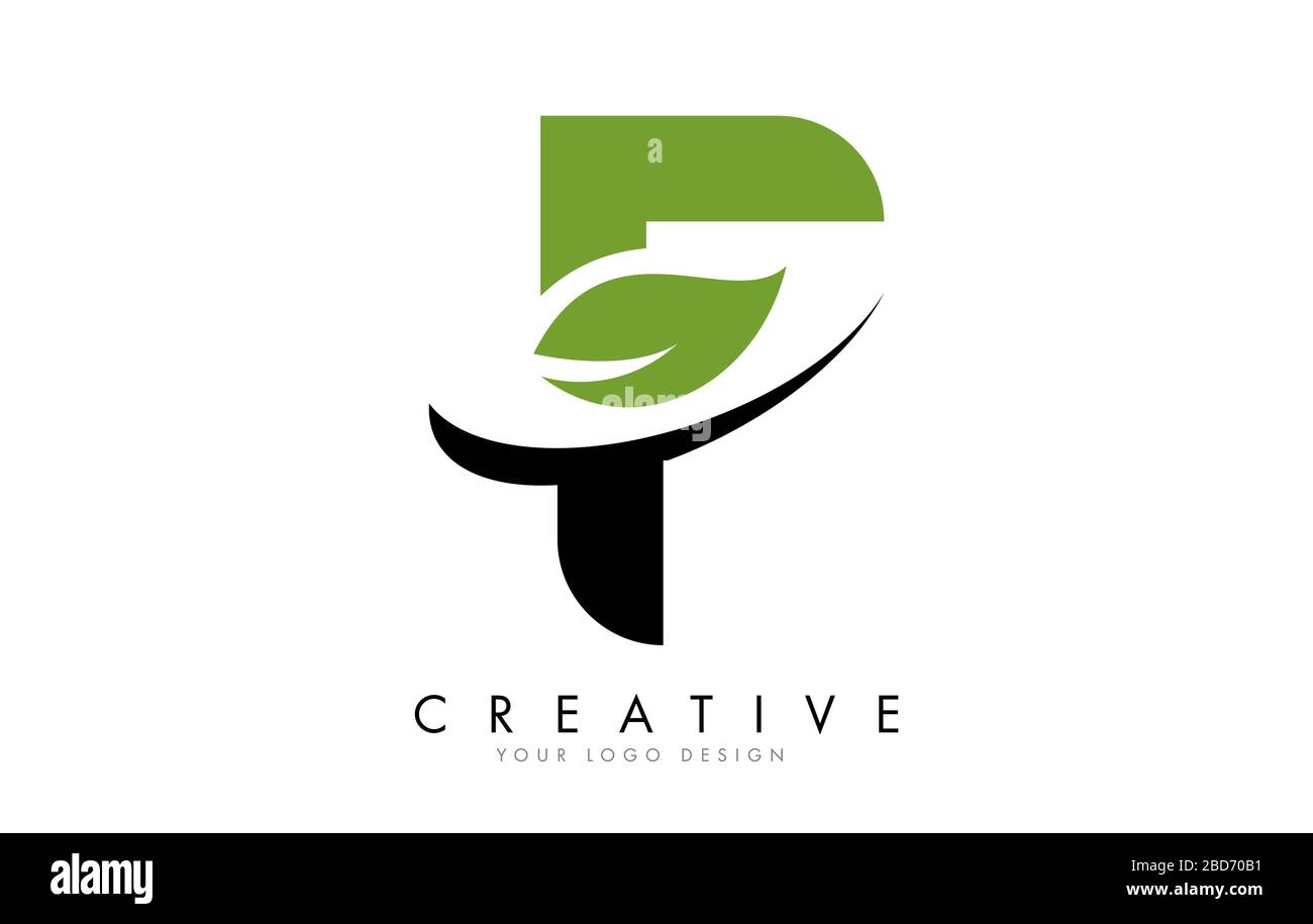 Letter F with Leaf and Creative Swoosh Logo Design. Eco Letter Vector ...
