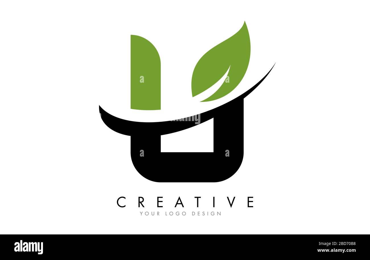 Letter U with Leaf and Creative Swoosh Logo Design. Eco Letter Vector ...