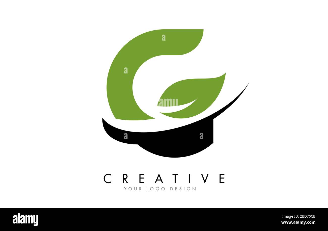 Letter G with Leaf and Creative Swoosh Logo Design. Eco Letter Vector ...