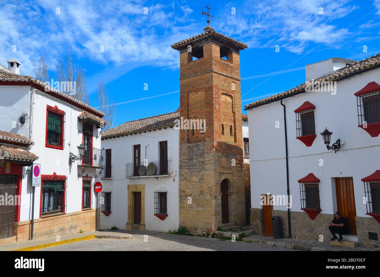 Die Stadt Ronda, Andalusien, Spanien: das einzige erhaltene Minarett Stock Photo