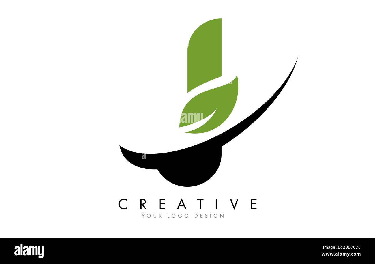 Letter J with Leaf and Creative Swoosh Logo Design. Eco Letter Vector ...