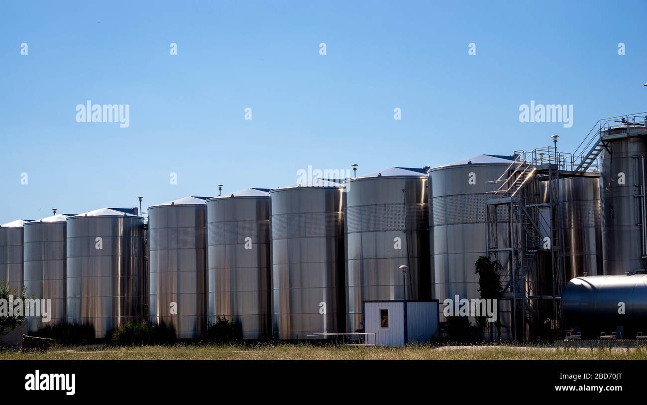 highly-reliable tanks for winemaking and agro-food sectors Stock Photo