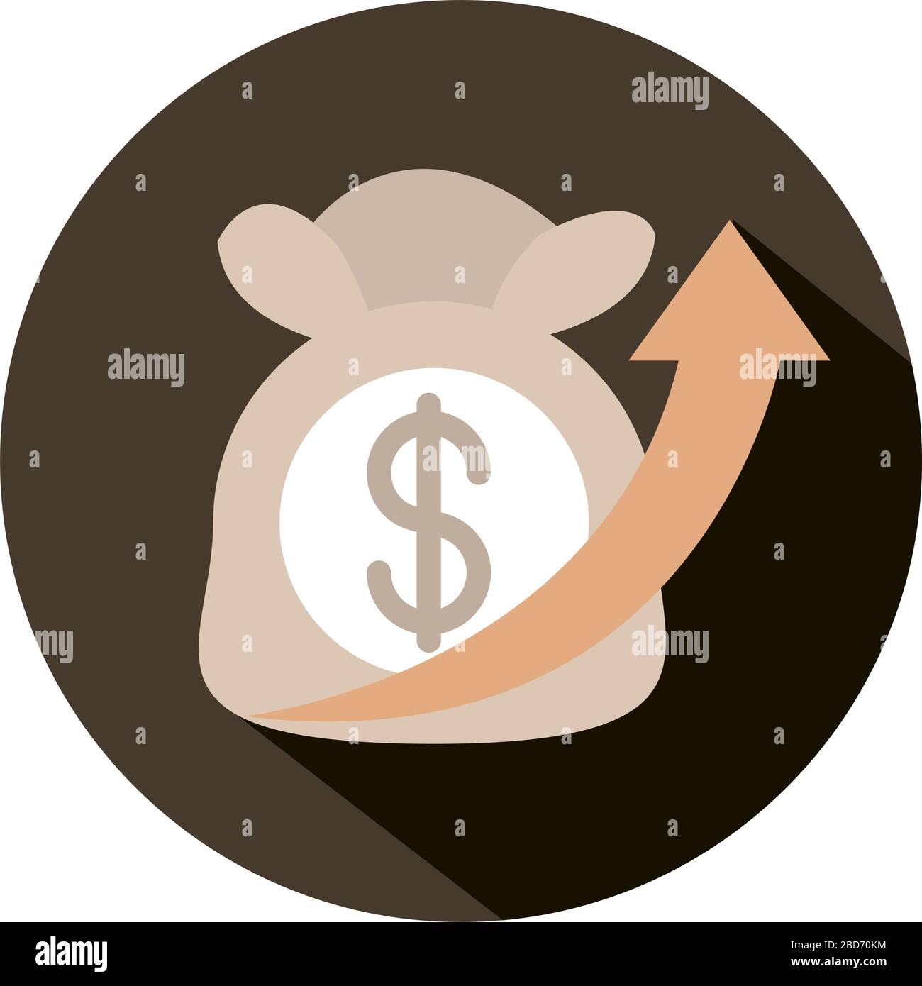 money bag going up arrow, rising food prices, block style icon vector