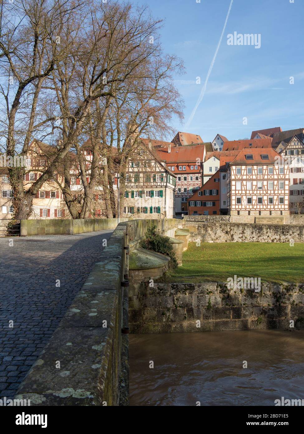 Townscape of medieval Schwaebisch Hall in Germany Stock Photo