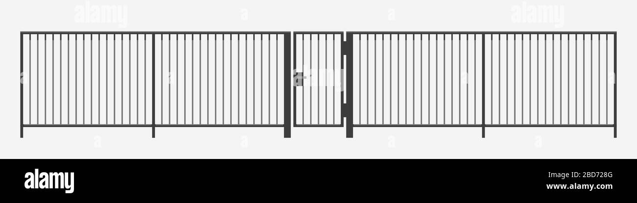 modern vertical bar metal fence Stock Vector