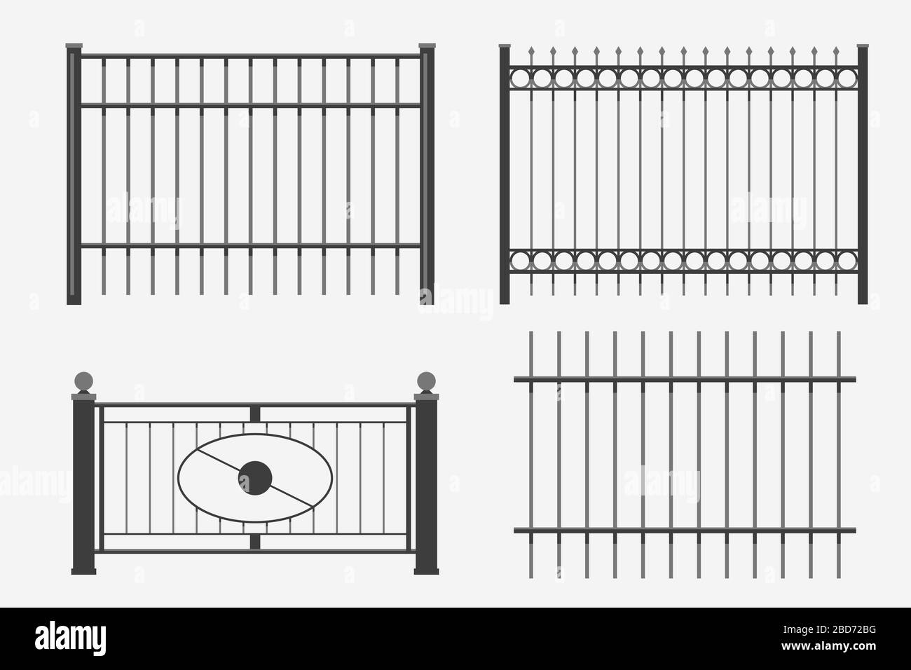 flat design metal fence set Stock Vector
