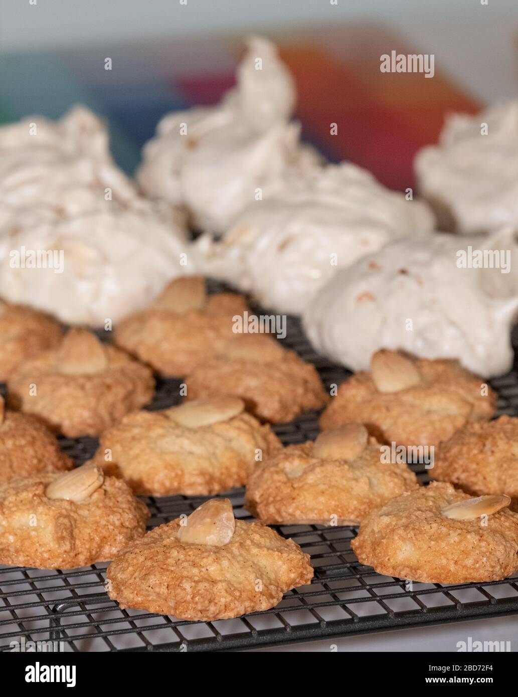 Passover (Pesach) baking almond macaroon cookies and coconut meringue