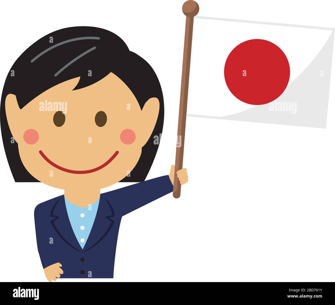 Cartoon business woman with national flags / Japan .Flat vector illustration. Stock Vector