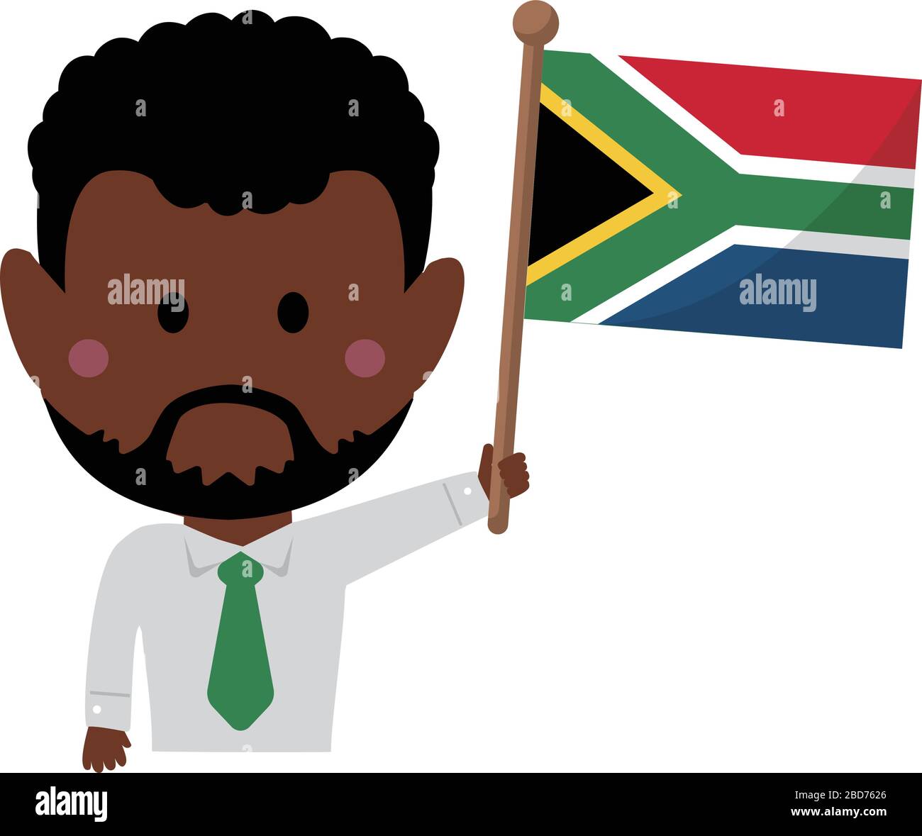 Cartoon business man with national flags / South africa. Flat vector illustration. Stock Vector