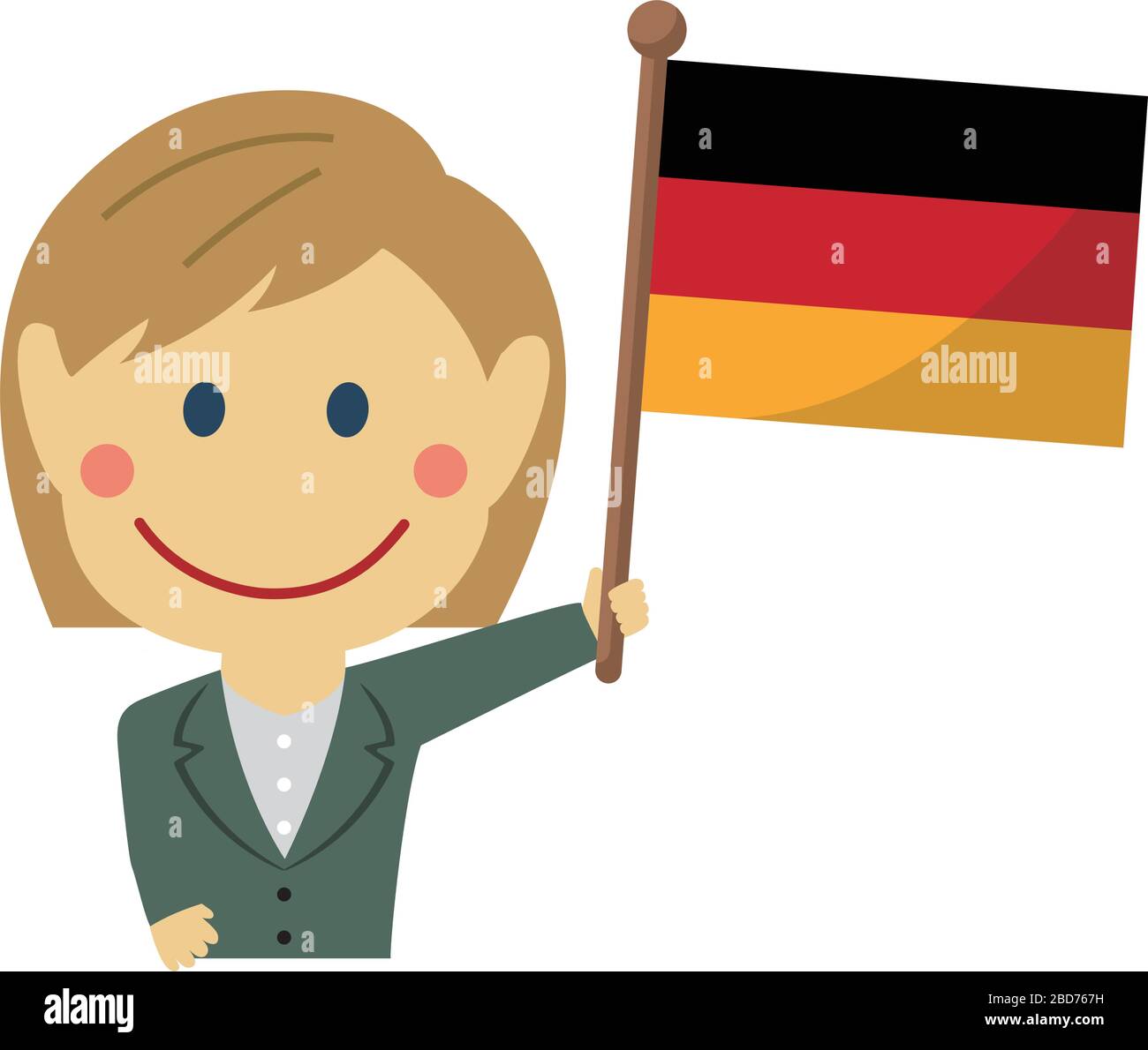 Cartoon business woman with national flags / Germany . Flat vector illustration. Stock Vector