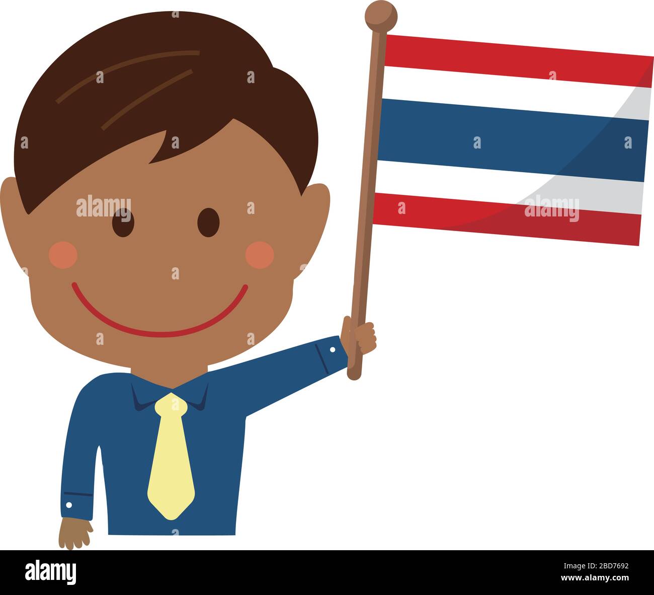 Cartoon business man with national flags / Thailand . Flat vector illustration. Stock Vector
