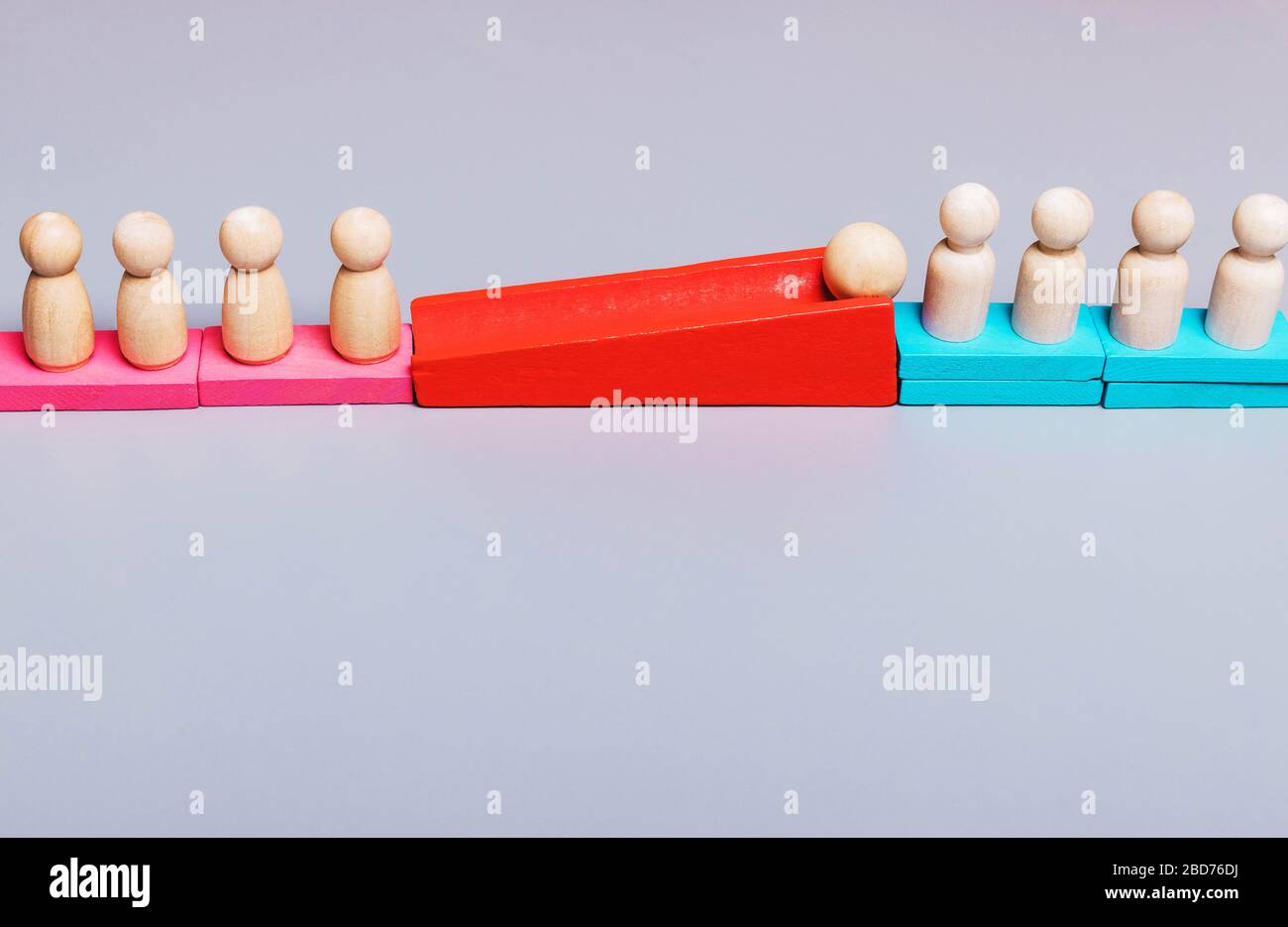 Concept of sexism, feminism, inequality of men and women of career growth, gender pay gap. Stock Photo