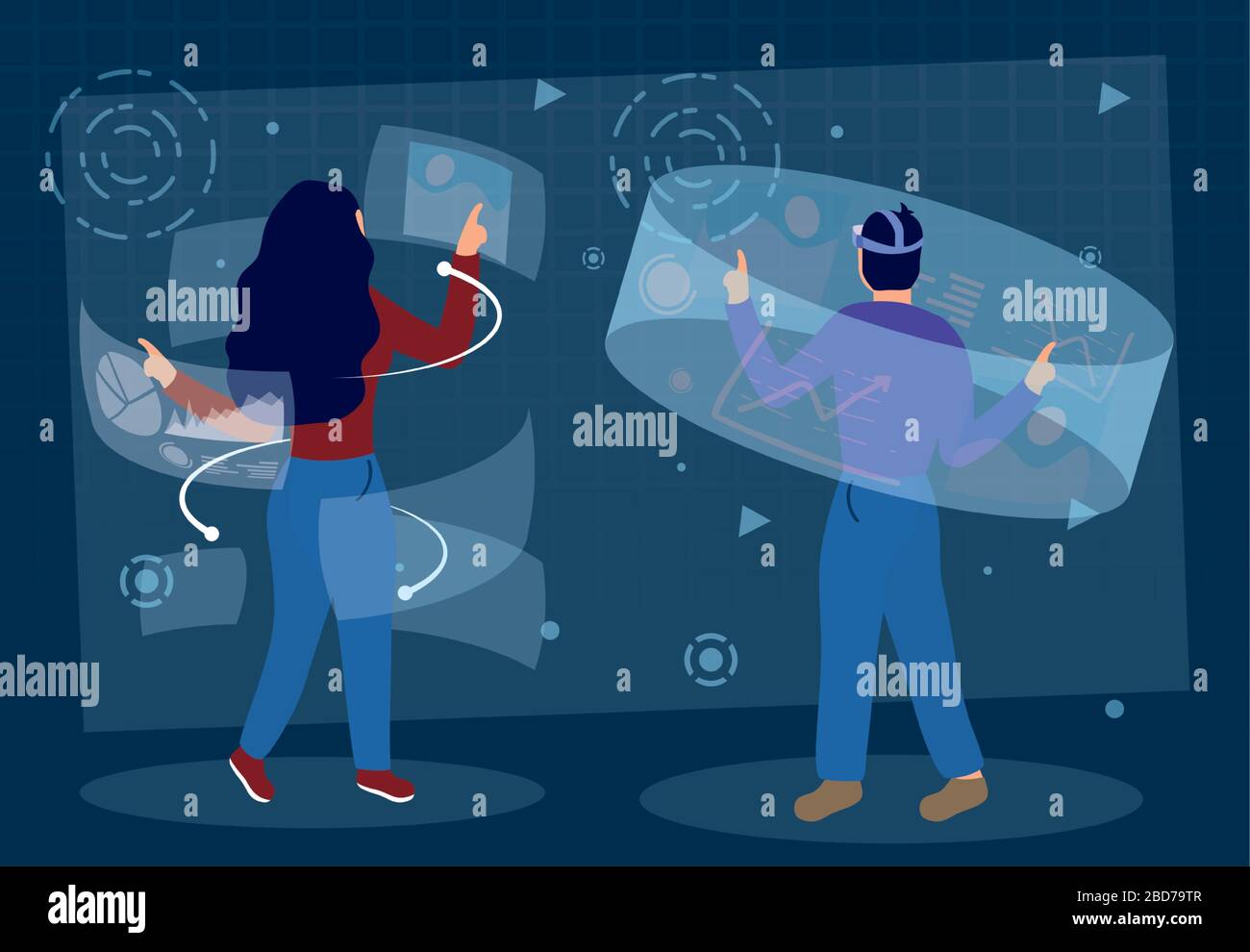 couple using augmented reality technology Stock Vector Image & Art - Alamy