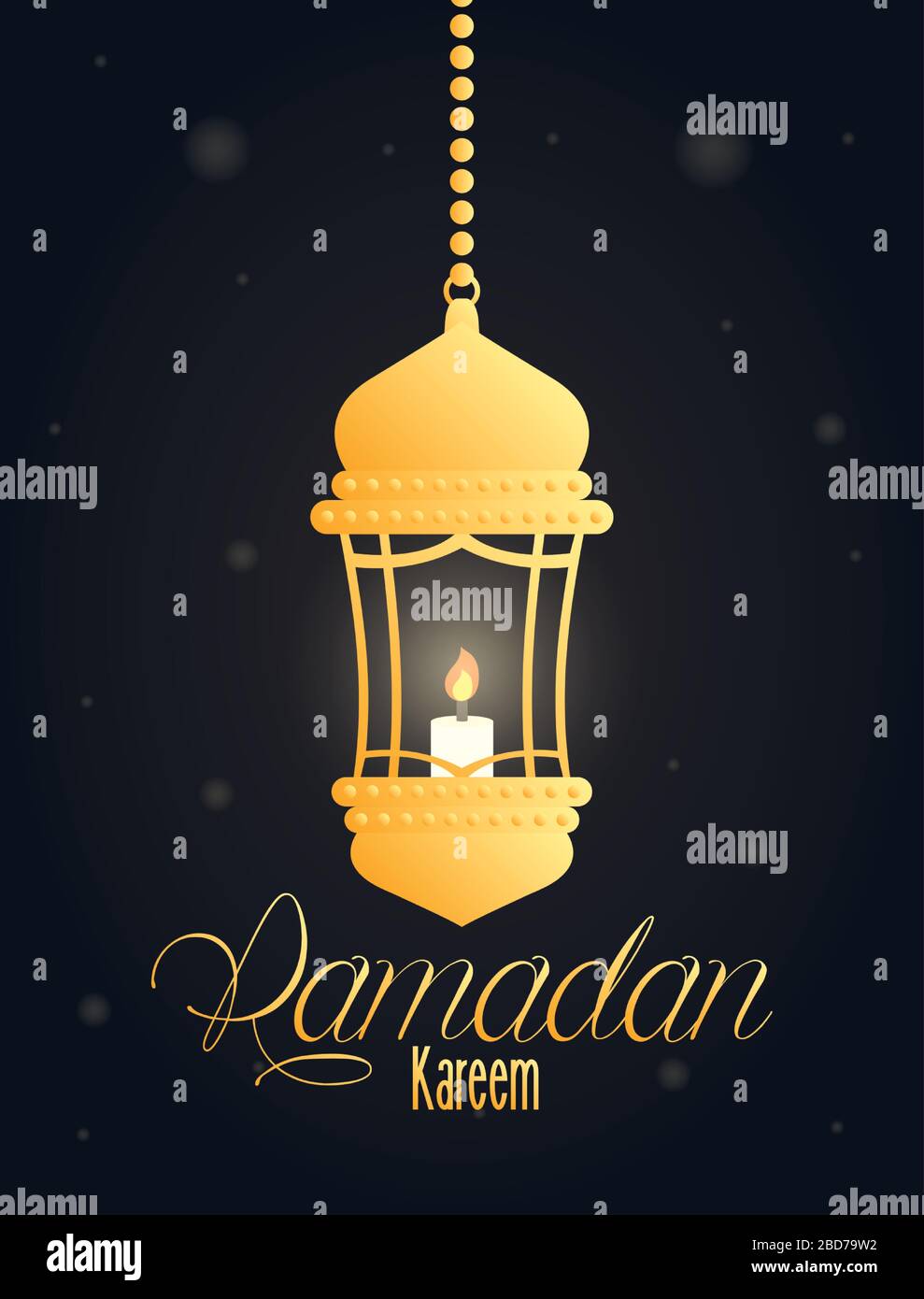 Ramadan kareem card with golden lantern hanging Stock Vector Image ...
