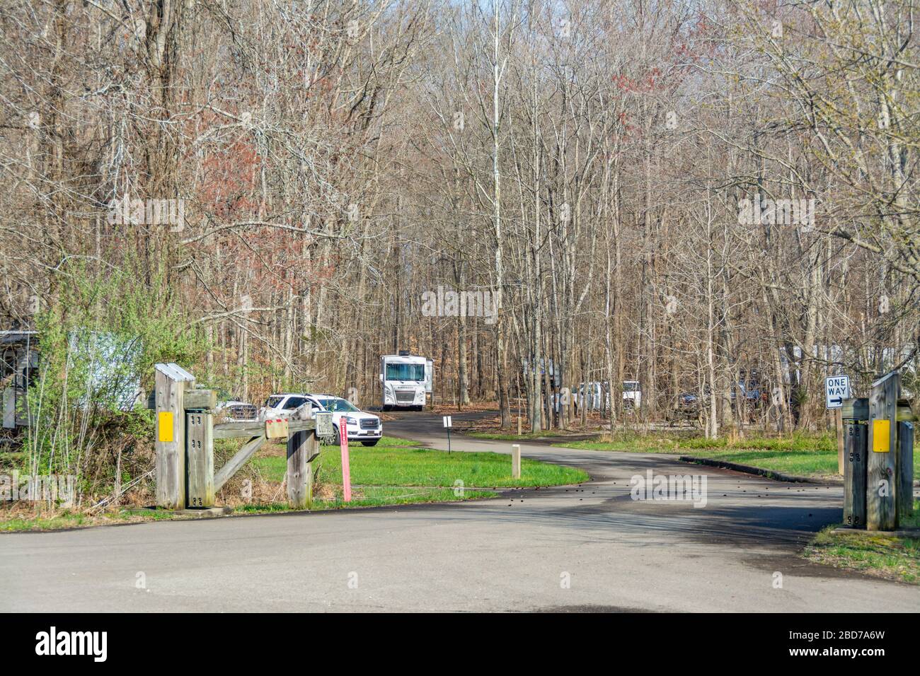 Camping sites at Twin Knobs Recreation Area adjacent to Cave Run Lake  in Kentucky Stock Photo