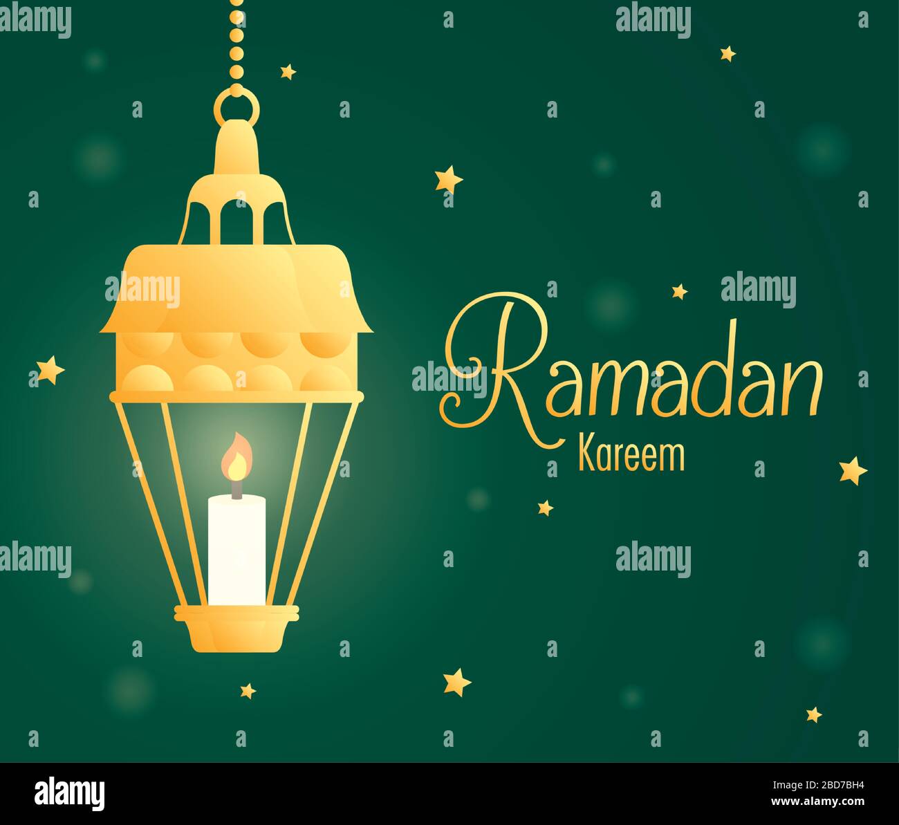 Ramadan kareem card with golden lantern hanging Stock Vector Image ...