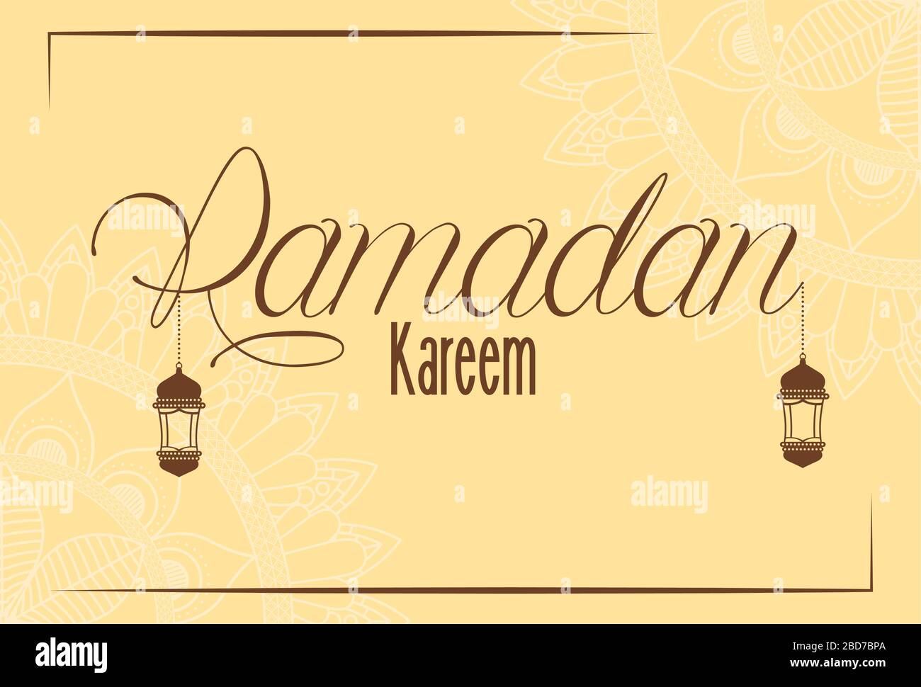 Ramadan kareem card with lanterns hanging Stock Vector Image & Art - Alamy
