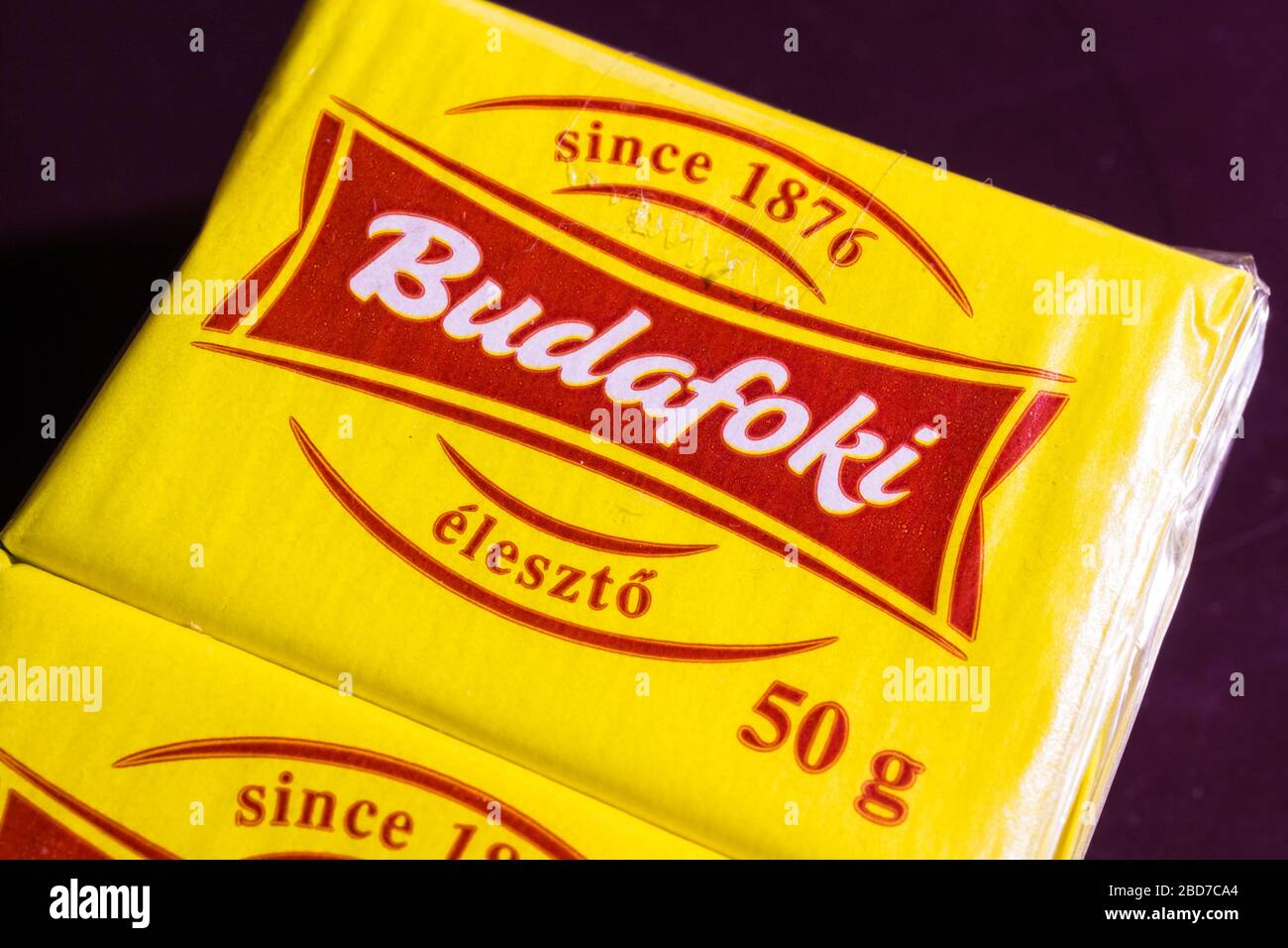 Hungarian Bodafoki Yeast (eleszto) 50g in yellow wrapper Stock Photo