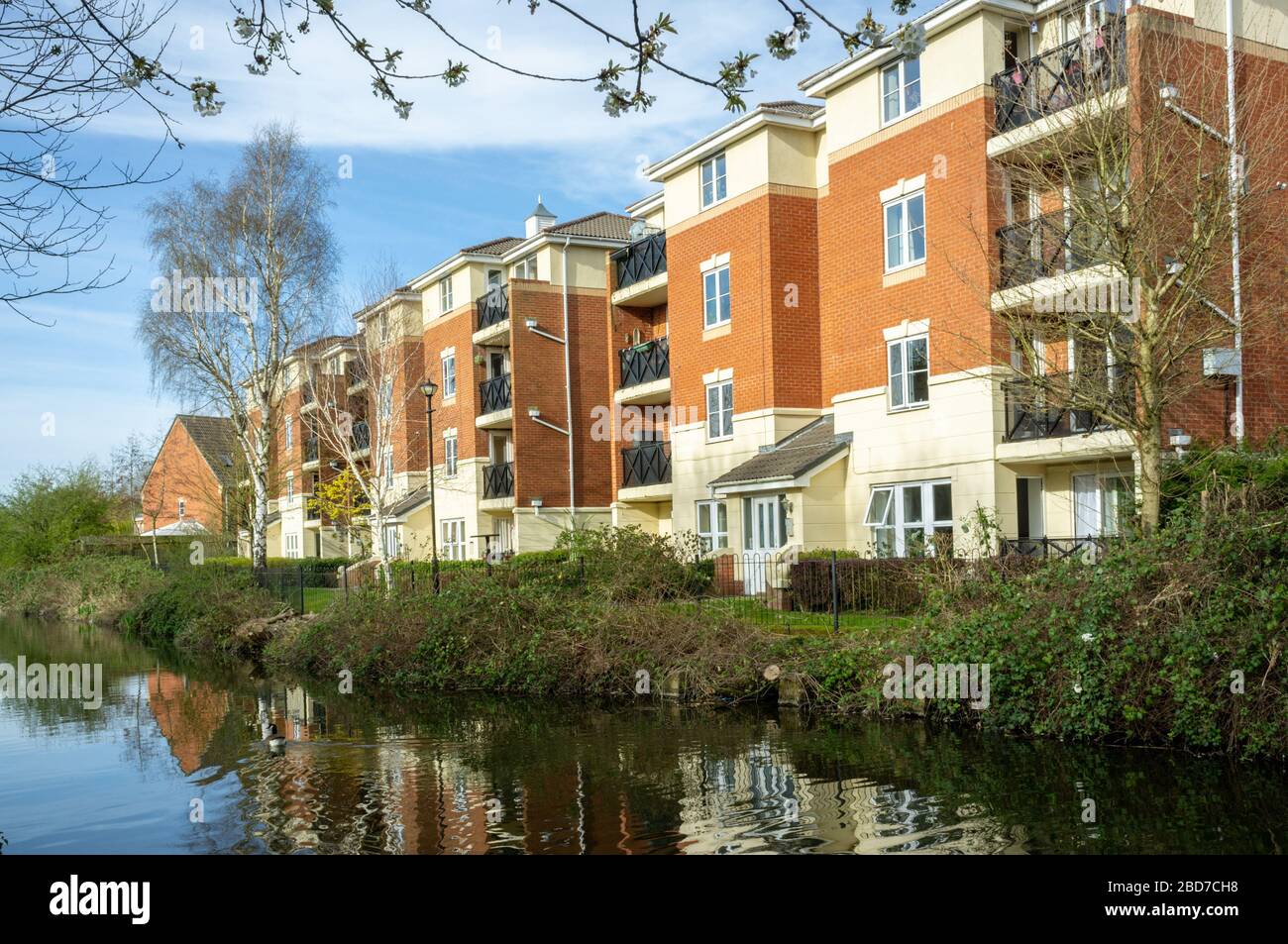 Housing development on a canalside, Cradley Heath, West Midlands UK