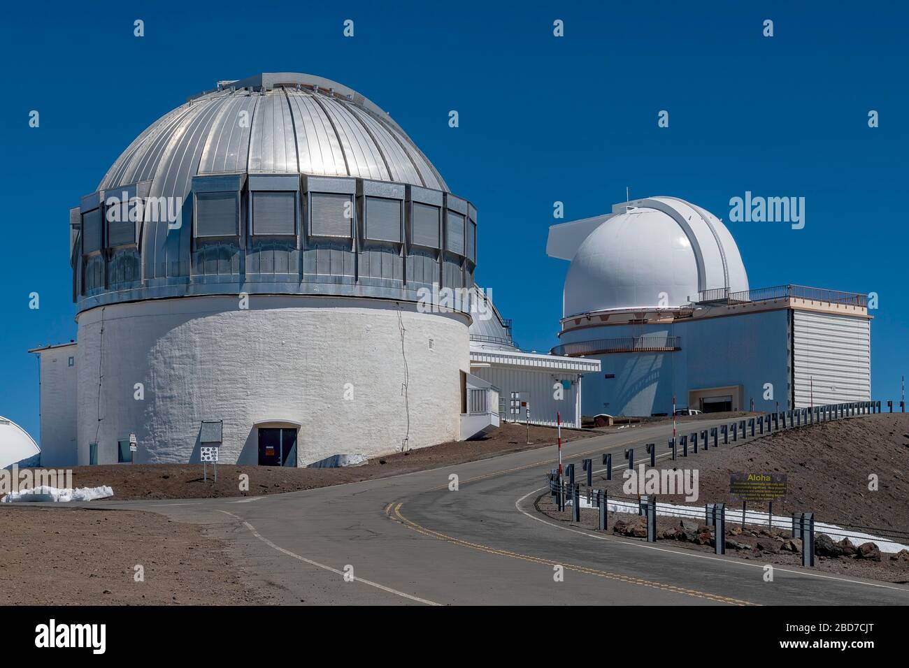 Mauna Kea Gemini Observatory, United Kingdom Infrared Telescope and University of Hawaii 2.2-meter telescope, Mauna Kea Ice Age Natural Area Reserve Stock Photo