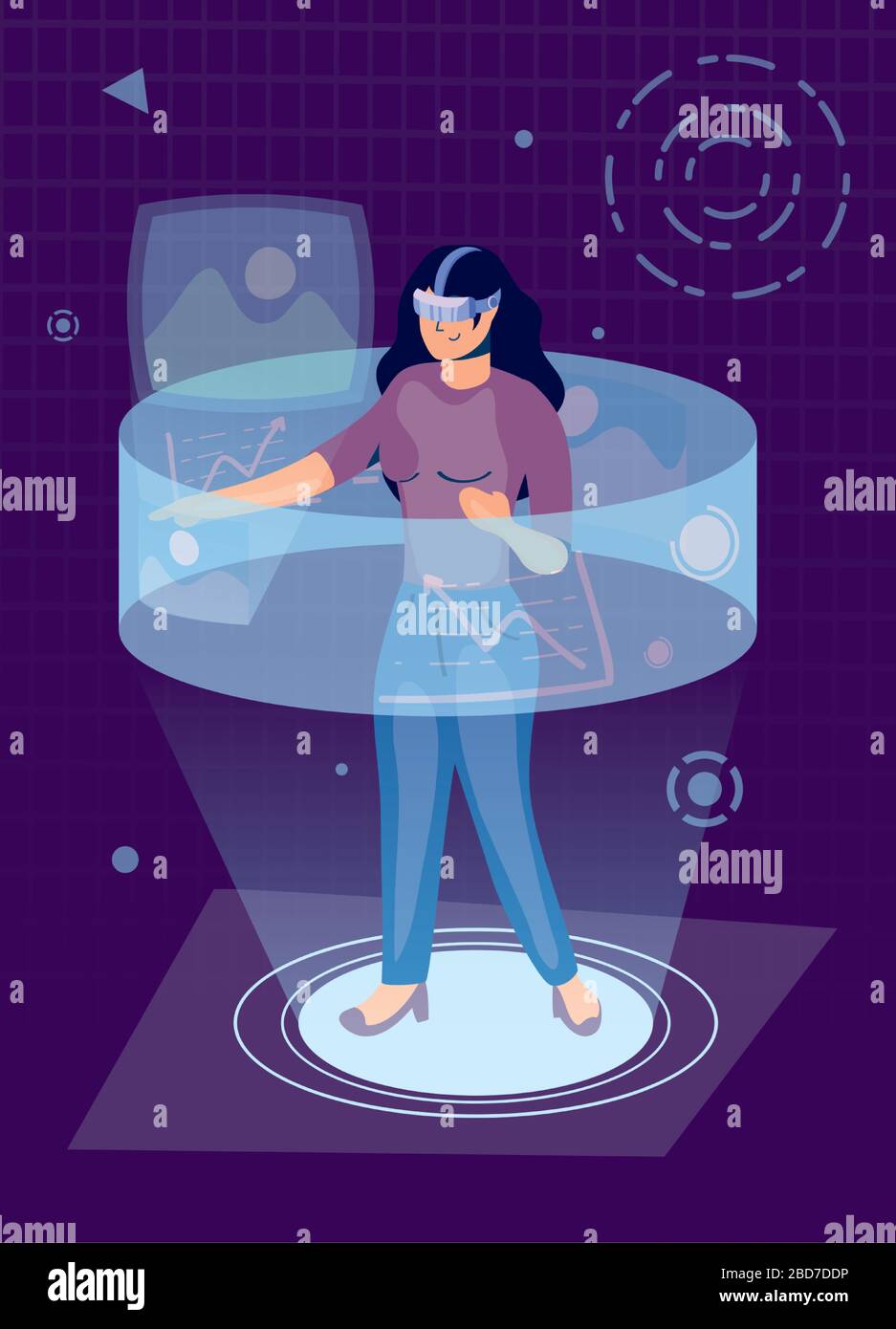 woman using augmented reality technology Stock Vector Image & Art - Alamy