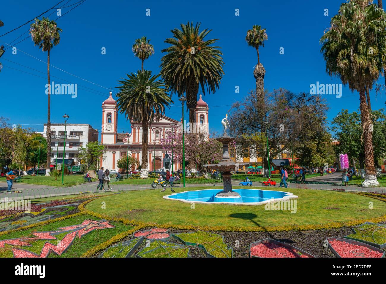 Plaza Colon, Colon Square, Eglesia El Hospicio, Church El Hospicio, Cochabamba, Department Cochabamba, Eastern Andes, Bolivia Stock Photo