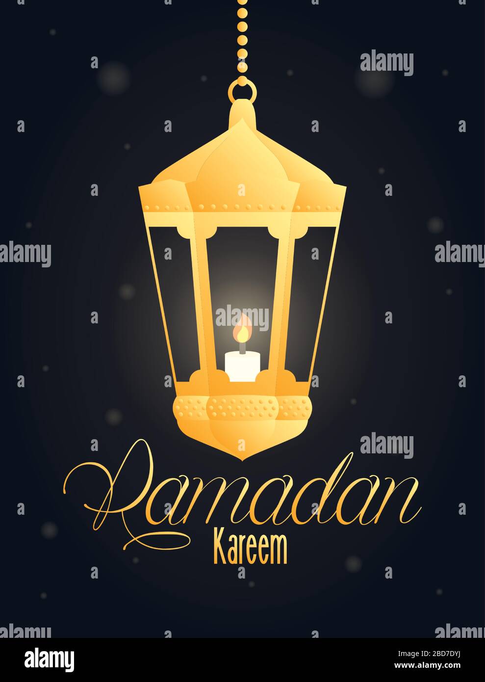 Ramadan kareem card with golden lantern hanging Stock Vector Image ...