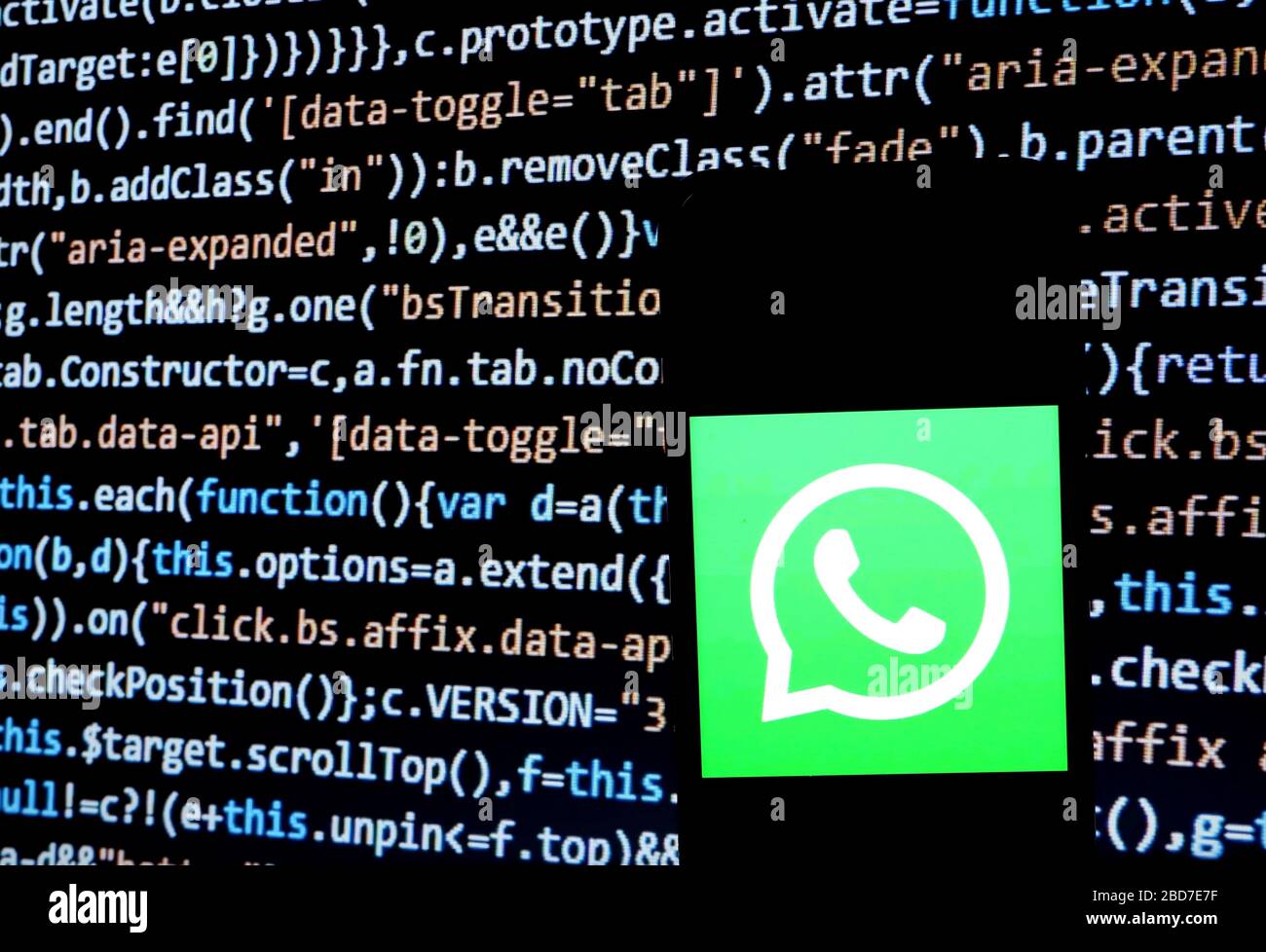 April 7, 2020, India: In this photo illustration a WhatsApp logo seen displayed on a smartphone. (Credit Image: © Avishek Das/SOPA Images via ZUMA Wire) Stock Photo