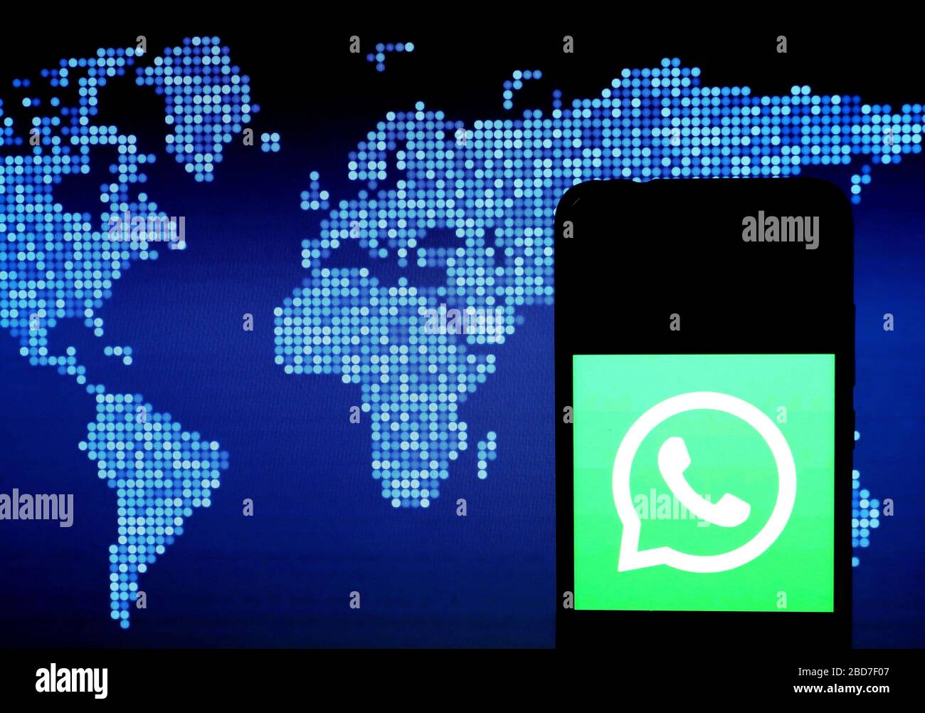 India. 7th Apr, 2020. In this photo illustration a WhatsApp logo seen displayed on a smartphone. Credit: Avishek Das/SOPA Images/ZUMA Wire/Alamy Live News Stock Photo
