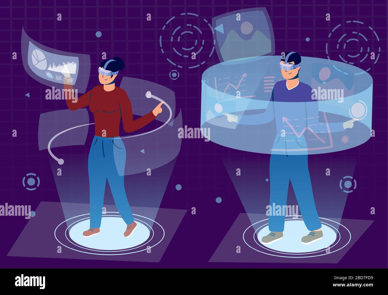couple using augmented reality technology Stock Vector Image & Art - Alamy