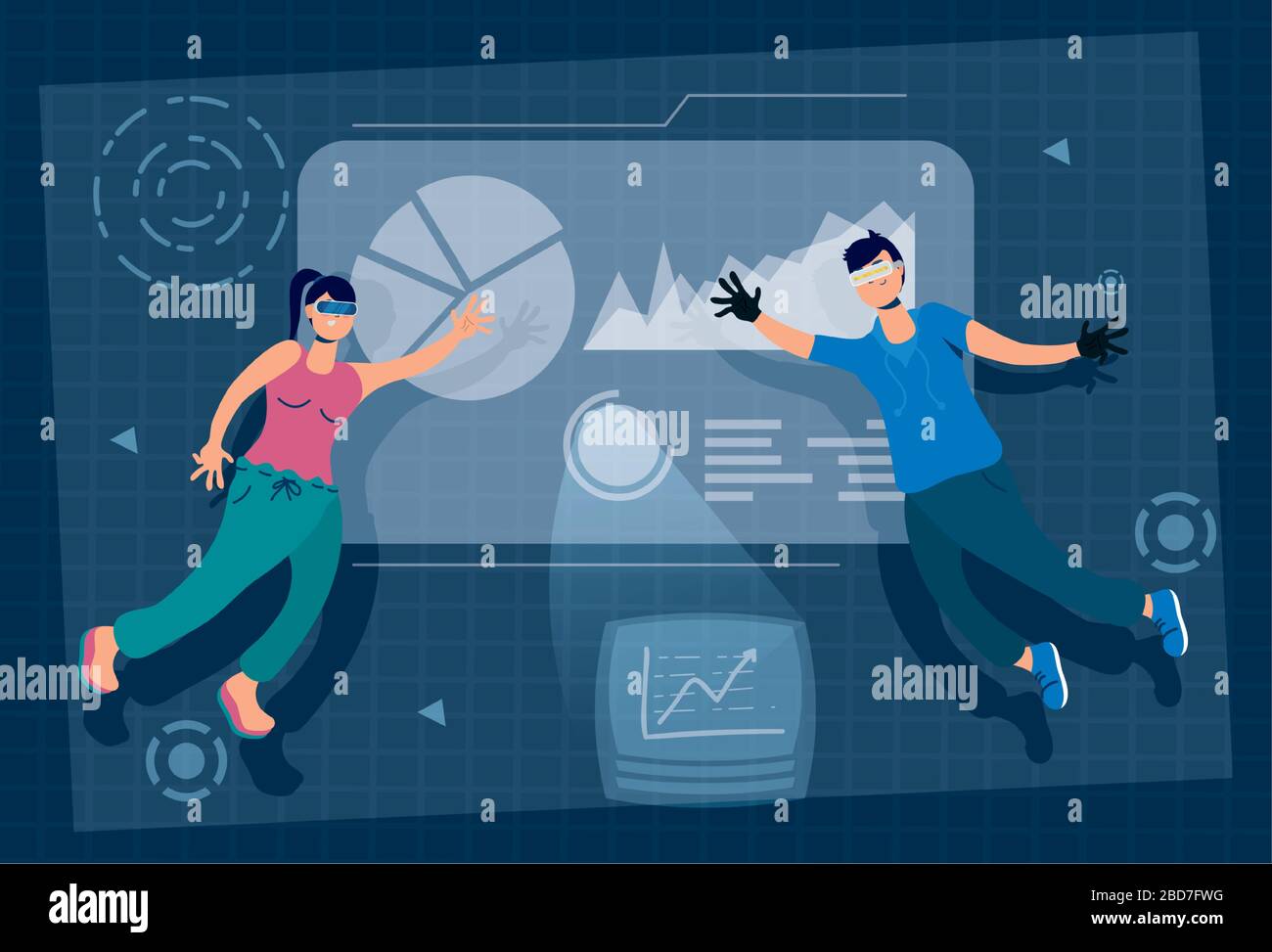 couple using augmented reality technology Stock Vector Image & Art - Alamy