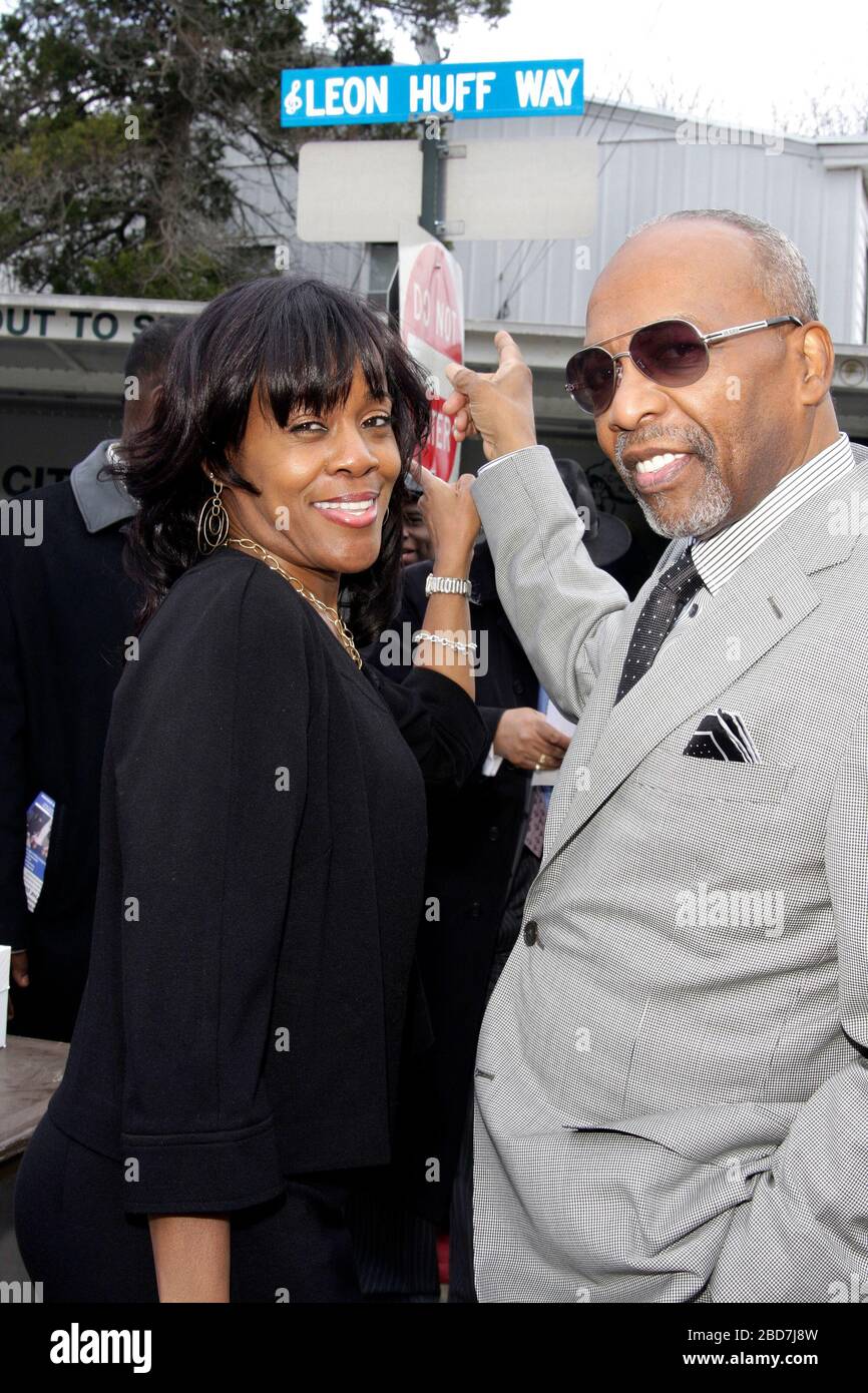 Leon Huff and wife Regina pictured at the street naming ceremony for
