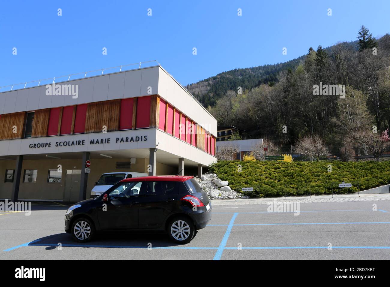 Groupe scolaire Marie Paradis. Saint-Gervais-les-Bains. Haute-Savoie. France. Stock Photo