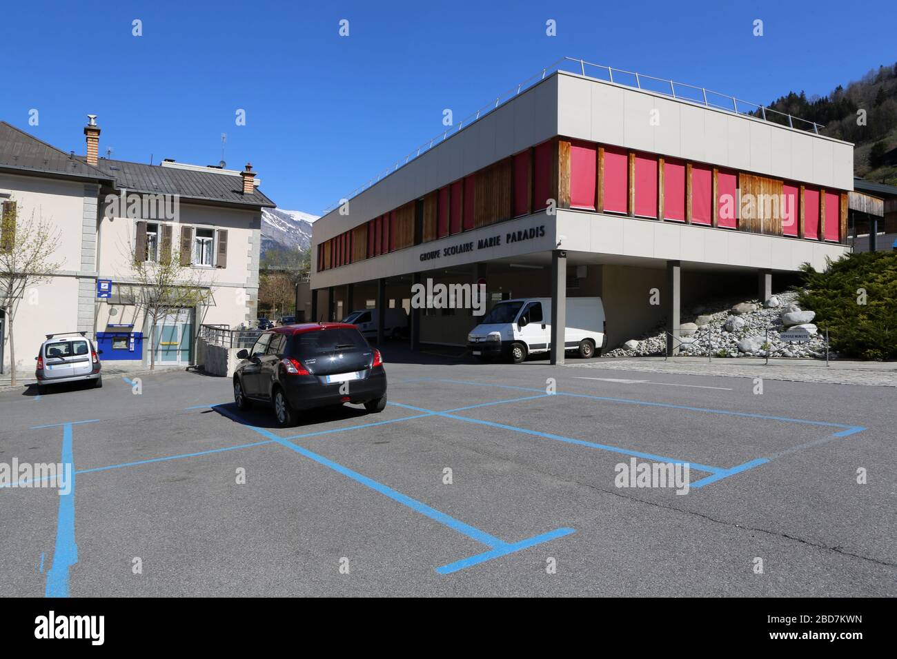 Groupe scolaire Marie Paradis. Saint-Gervais-les-Bains. Haute-Savoie. France. Stock Photo