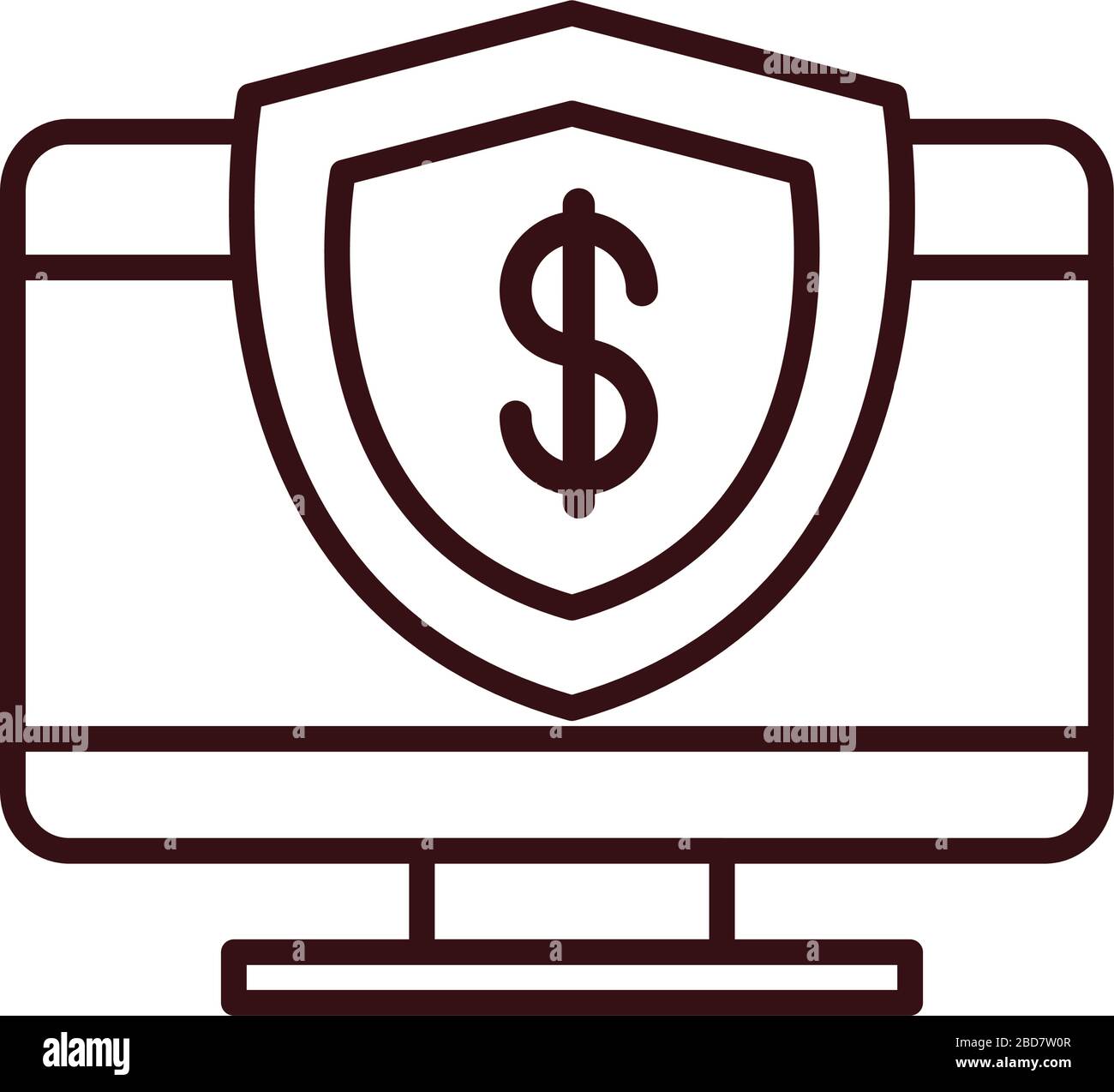 computer shield protection shopping or payment mobile banking vector ...