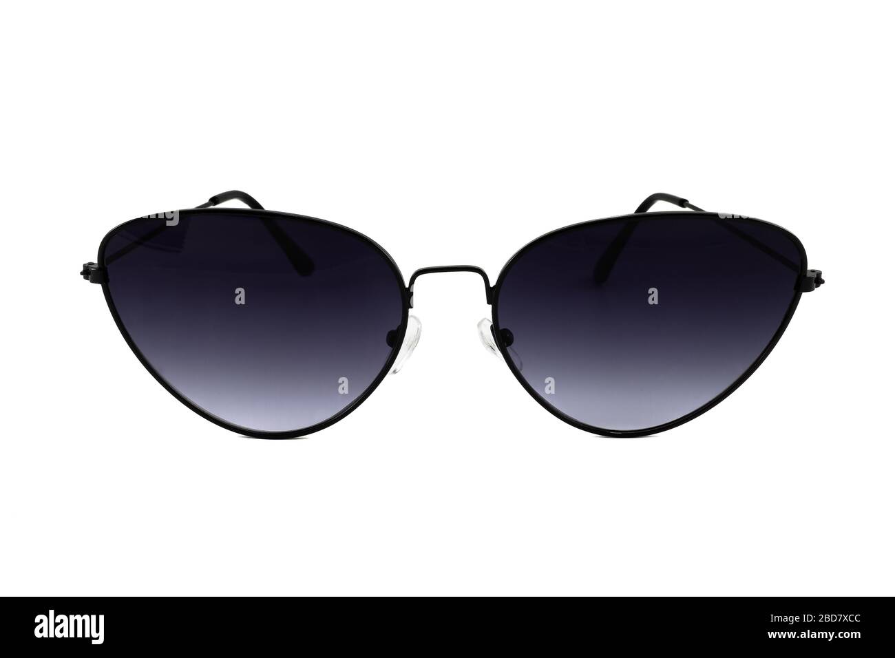 Black gradient cat eye sunglasses with wrap around frames isolated on