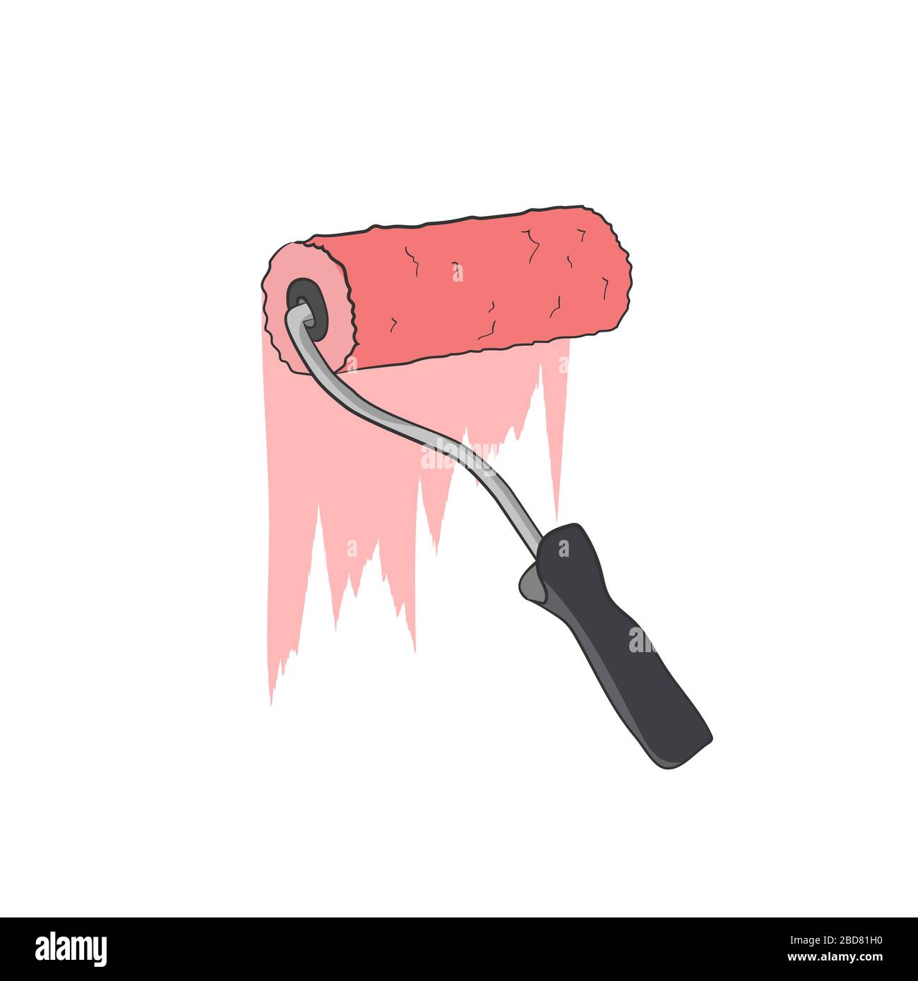 Paint roller sketch construction tool black Vector Image